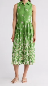Camicia Tommy Hilfiger verde floreale senza maniche in cotone taglia 8 - nuova con etichette prezzo al dettaglio consigliato dal produttore $149 - Foto 1 di 22