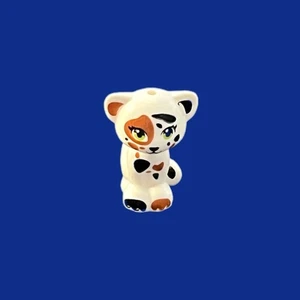 New Lego White Cat Sitting Green Eyes Black Orange Patches Kitten Minifigure - Picture 1 of 3