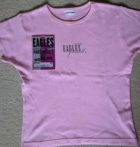 EAGLES Farewell I Tour 2004 Pink Ladies Stretch T Shirt Size S & Backstage Pass - Picture 1 of 3