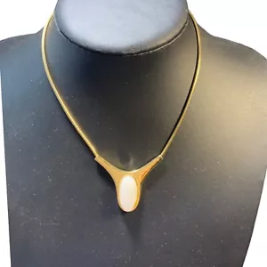 Whiting And Davis Vintage Pendant Choker Necklace Gold Tone With Signature Tag - Picture 1 of 7
