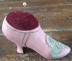 Figura Zapato Rosa Decorativa Alfiletero Diseño Azul Tela Plástica - Imagen 1 de 4