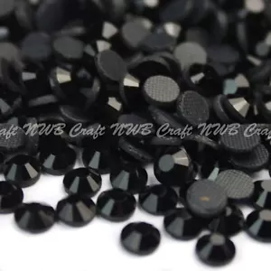 Jet Black Hotfix Iron On Glass Rhinestones Flat Back Crystals Diamante Gems - Picture 1 of 1