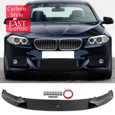 Carbon Fiber Front Bumper Spoiler Lip Fits 2011-16 BMW F10 535i 5 Series M Sport - Image 1 of 4