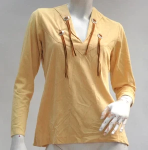 Vintage 90s Faux Suede Western Concho Tunic Shirt By SHEPLERS Cowgirl - Picture 1 of 6