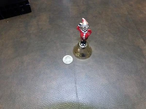Vintage Painted Brass 4-Inch Tall Collectible Santa Claus Christmas Dinner Bell - Picture 1 of 5