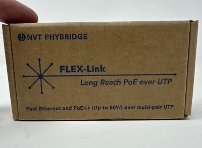 NEW NVT Phybridge NV-FLXLK Single Unit Link Adapter FE Long Reach PoE Over UTP - Image 1 of 4