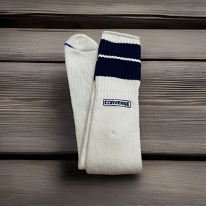 VTG Converse Tube Socks NOS Over The Calf 9-14 Bulk Orlon USA White Blue 80s 90s - Picture 1 of 6