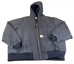 Chaqueta con Capucha De Colección Carhartt J04 Negra 4XL EE. UU. Trabajo Ligera Desvanecimiento Rara - Imagen 1 de 20