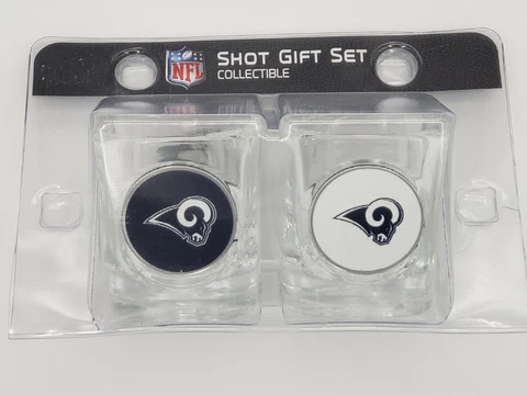 Great American Products NFL Los Angeles Rams 2 Piece Square 2 oz. Shot Glass Set Cover