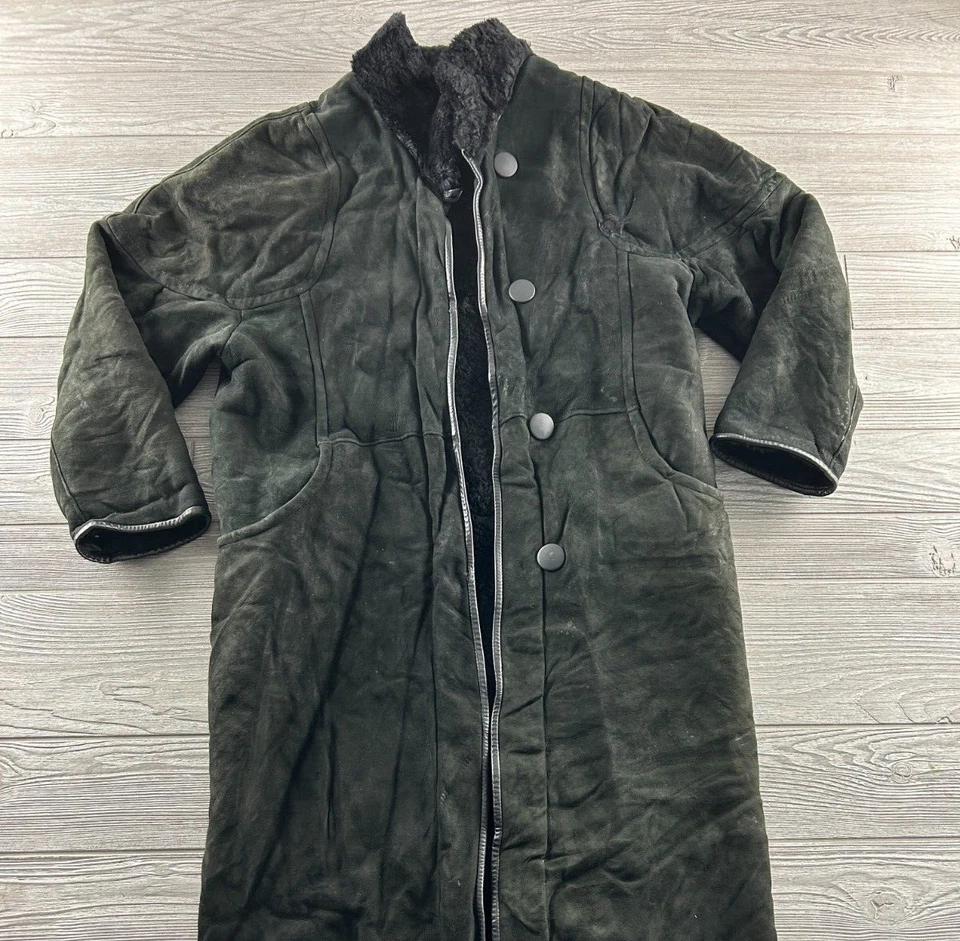 Casaco Shearlings Rafel Brothers NY Shearling preto camurça forrado Sherpa pequeno - Imagem 1 de 4