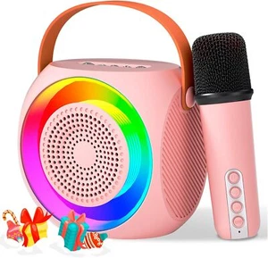 Karaoke Kids 4+Years Girls Gifts Mini Portable Bluetooth Speaker Microphone Pink - Picture 1 of 6