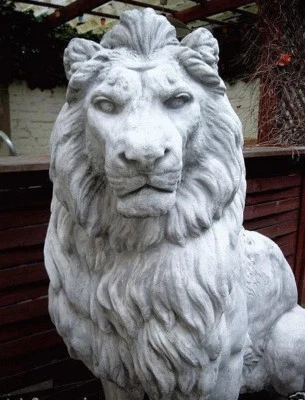 LÖWE LÖWEN aus STEINGUSS LEBENSGROSS TIERFIGUR GARTEN PARK und AUFFAHRT PO-414 - Bild 1 von 4