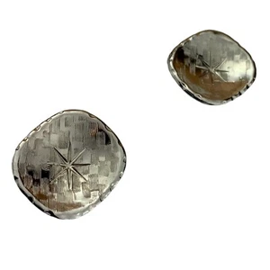 Swank VTG Cufflinks 1960s 70s Silver Tone Dished Nautical Star Crosshatch Design - Picture 1 of 8