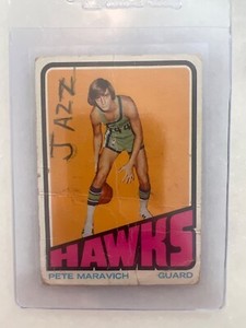 1972-73 Topps - #5 Pete Maravich has creases and Jazz written on face 