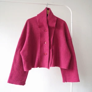 Oska boiled wool cropped jacket blazer Moessmer lagenlook boho natural 3 (p24) - Picture 1 of 5