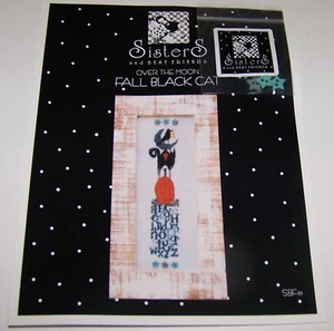 Sisters & Best Friends FALL BLACK CAT Counted Cross Stitch Chart with BUTTONS - Picture 1 of 1