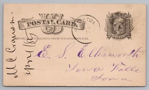 Postal Card M C Cranston to E S Ellsworth Iowa Falls Posted 1885 - Picture 1 of 2