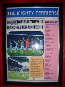 Huddersfield Town 2 Manchester United 1 - 2017 - framed print - Picture 1 of 2