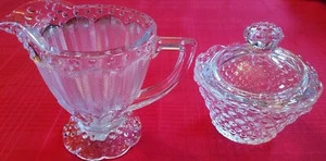 Gorham Emily's Attic Collection Clear Hobnail Lidded Sugar Bowl And Creamer Set - Picture 1 of 8
