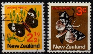 NUOVA ZELANDA 1970 - Usati 2½ e 3c. Farfalle #NZX - Foto 1 di 1