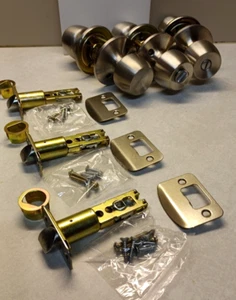 Defiant Brandywine 3 Door Knobs - 2 Privacy w/ Lock, 1 Passage * Stainless Steel - Picture 1 of 10