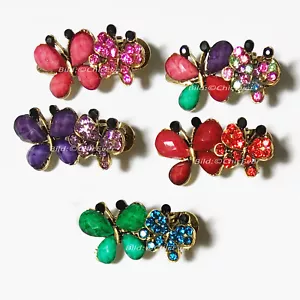 5 Haarspangen Schmetterlinge Haarklammern rot lila pink grün bunt gold 5280c - Bild 1 von 1