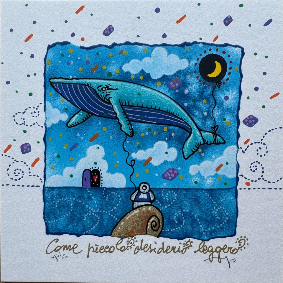 Come piccolo desiderio leggero Andrea Agostini Opera SERIGRAFIA su Carta Dipinto - Immagine 1 di 1