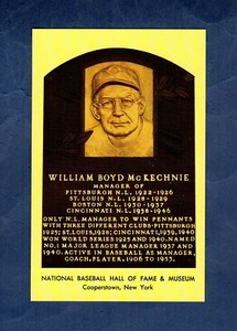 BILL McKECHNIE, Reds~Pirates~Braves| 1964 HOF postcard Curteichcolor GREEN ink A