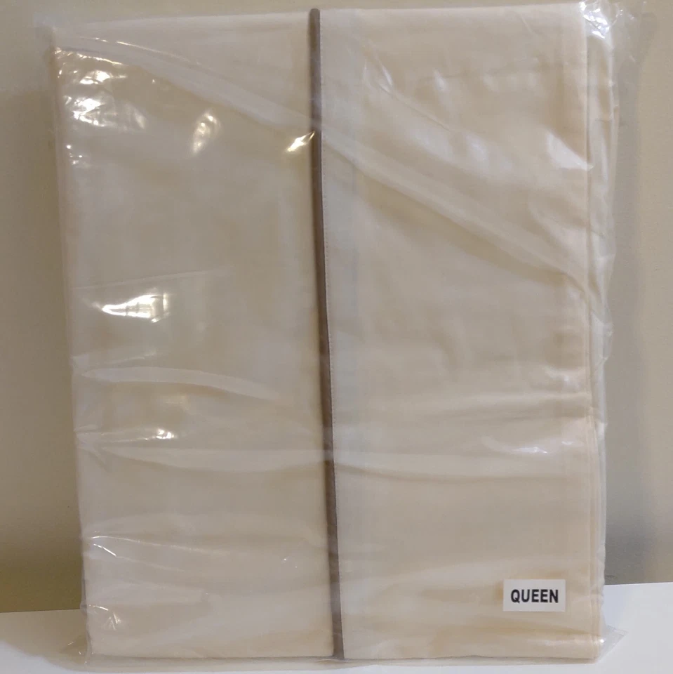 Comfort 100% Cotton Bedding Collection Cream, Taupe Satin Piping. - Image 1 of 4