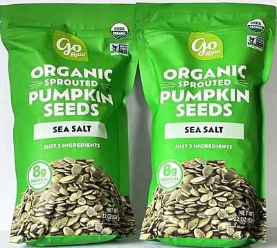 2 Packs Go Raw Organic Sprouted Pumpkin Seeds with Sea Salt 22 oz Each - Image 1 of 2