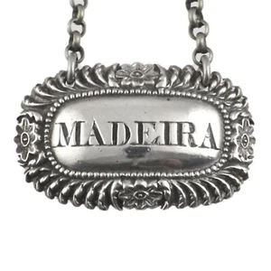 ANTIQUE - Sterling Silver - Charles Rawlings Decanter Label - Madeira - 1822 - Picture 1 of 3