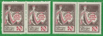 LATVIA LETTLAND 2 PAIR ( 4 ) STAMPS 10 Kop. 1919s. Sc. 60 MNH 5425 - Image 1 of 2