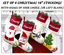 SET OF 4 PERSONALISED 18' HANGING CHRISTMAS STOCKINGS