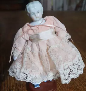 Superb Rare Antique Miniature (5 1/2") Porcelain Doll Beautifully Dressed - Picture 1 of 14