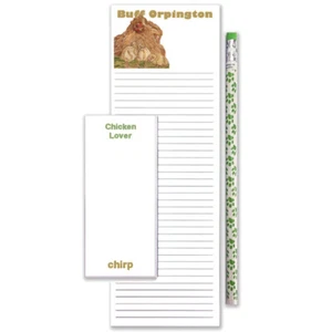 Chicken Buff Orpington To Do List Magnetic Shopping Pad Notepad & Pencil Gift Se - Picture 1 of 1