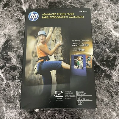 HP Advanced Photo Paper 20 Glossy Sheets 4 x 6” HP Photo Creations 2010 NEW - Image 1 of 3