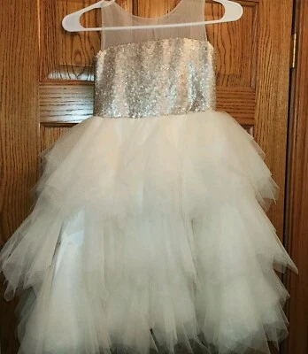Cream/Gold Sequin and tulle princess dress-handmade - Image 1 of 4