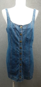Dotti Size 12 Wardrobe Staple Button Front Classic Pinafore Stretch Denim Dress - Picture 1 of 9