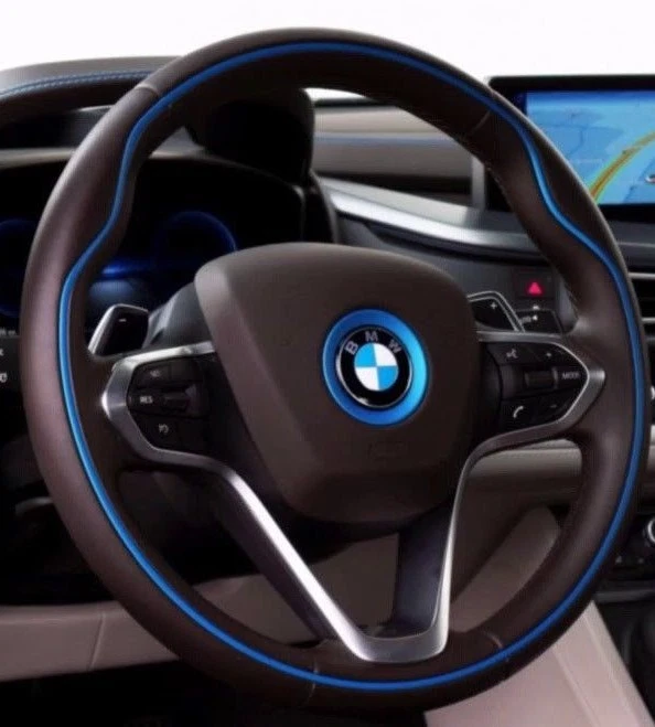 BMW OEM I12 I15 i8 exclusivo couro natural com volante azul HALO - Imagem 1 de 1