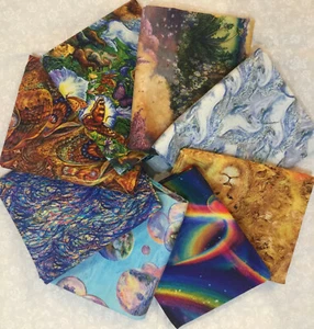 8 FQs WORLD OF WONDER by JOSEPHINE WALL 3 WISHES DIGITAL COTTON FABRIC - Picture 1 of 9
