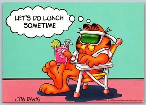Postcard Garfield The Cat Jim Davis 1978 Lets Do Lunch Sometime 4x6 C42 - Picture 1 of 2