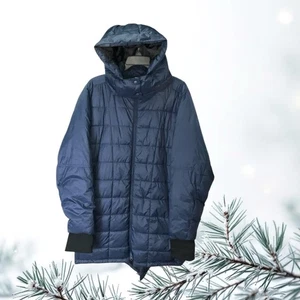 Abrigo Swiss Tech azul marino acolchado con cremallera completa con capucha y aberturas para el pulgar Wm XL 16-18 - Imagen 1 de 9