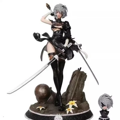 NieR:Automata YoRHa 2B Figurine Model Statue Toy With Interchangeable Head Decor - Image 1 of 4