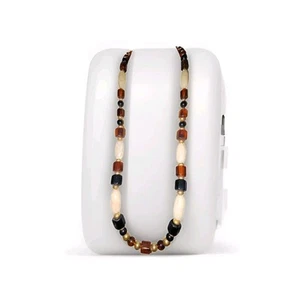 Lanvin Paris Faux Amber Lucite Black w/Goldtone Metal Extra Long Necklace Signed - Picture 1 of 7