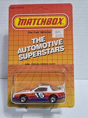 PONTIAC FIREBIRD RACER #15 WHITE BLUE RED MB 60 MATCHBOX DIECAST CAR 1987 1760 - Image 1 of 4