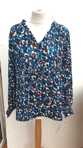 Ruth Langsford Frill detail printed blouse Teal Animal Size 16 new tags QVC j7 - Picture 1 of 6