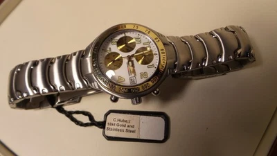 RELOJ DE VESTIR RARE CHARLES HUBERT 18 KT & SS CRONÓGRAFO DE LUJO PARA HOMBRE Foto 1 de 4