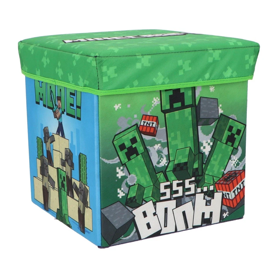 Minecraft Storage Cube Toy Box Stool Gamer Boys Home Kids Bedroom Organiser - Image 1 of 1