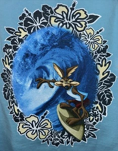 Canotta Warner Bros Studio Store Wile E.Coyote Hang Six Toes Over Surf vintage anni 90 - Foto 1 di 14