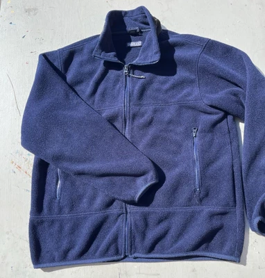 Men's Vintage Land's End Sweater Blue Solid L Active Stretch Zip Fleece Outdoor - Image 1 of 4